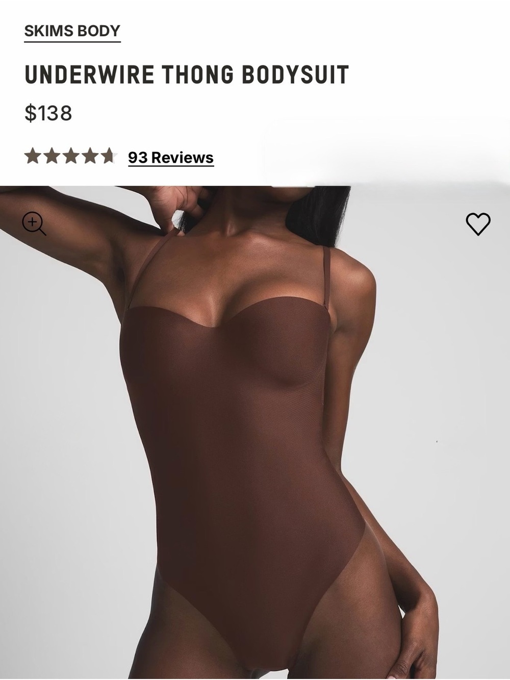 SKIMS Underwire Thong Bodysuit — Brown